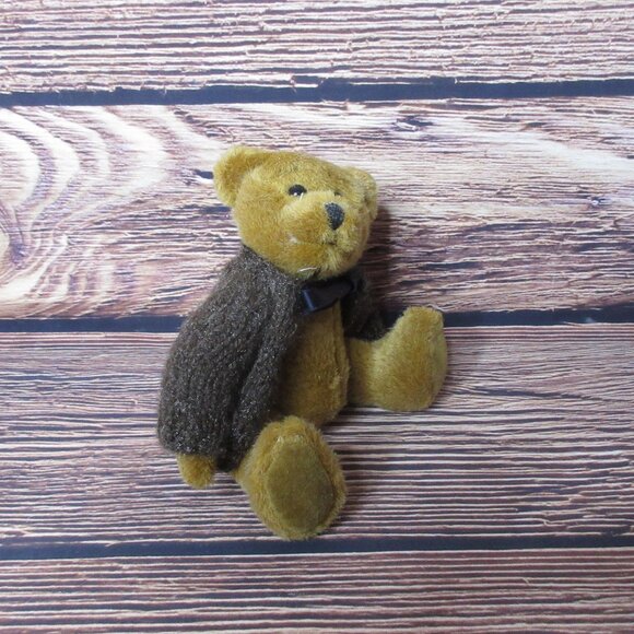 Boyds Bear Jointed Plush Light Brown Fur in brown Sweater - Vintage 1994 - Picture 3 of 6